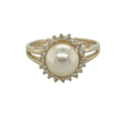 9ct Gold Diamond & Pearl Set Cluster Ring