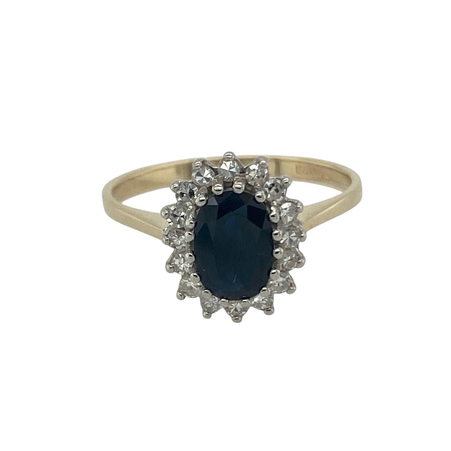 9ct Gold Diamond & Sapphire Set Cluster Ring