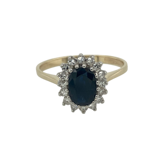 9ct Gold Diamond & Sapphire Set Cluster Ring