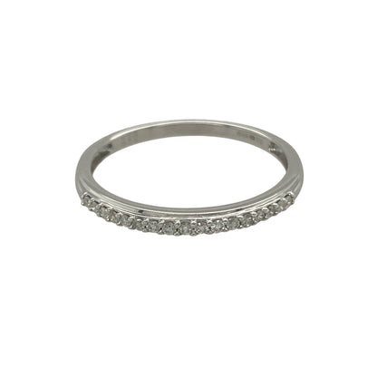 9ct White Gold & Diamond Set Band Ring