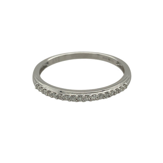 9ct White Gold & Diamond Set Band Ring