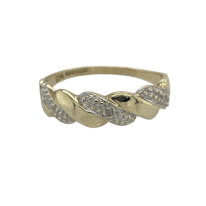 9ct Gold & Diamond Set Twist Band Ring