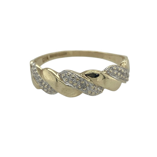 9ct Gold & Diamond Set Twist Band Ring
