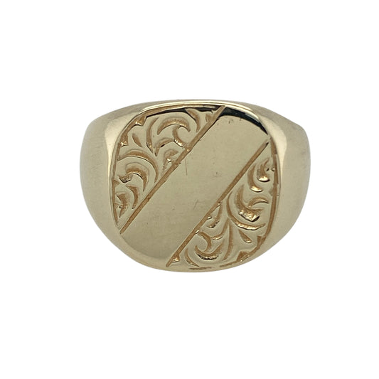 9ct Gold Patterned Square Signet Ring