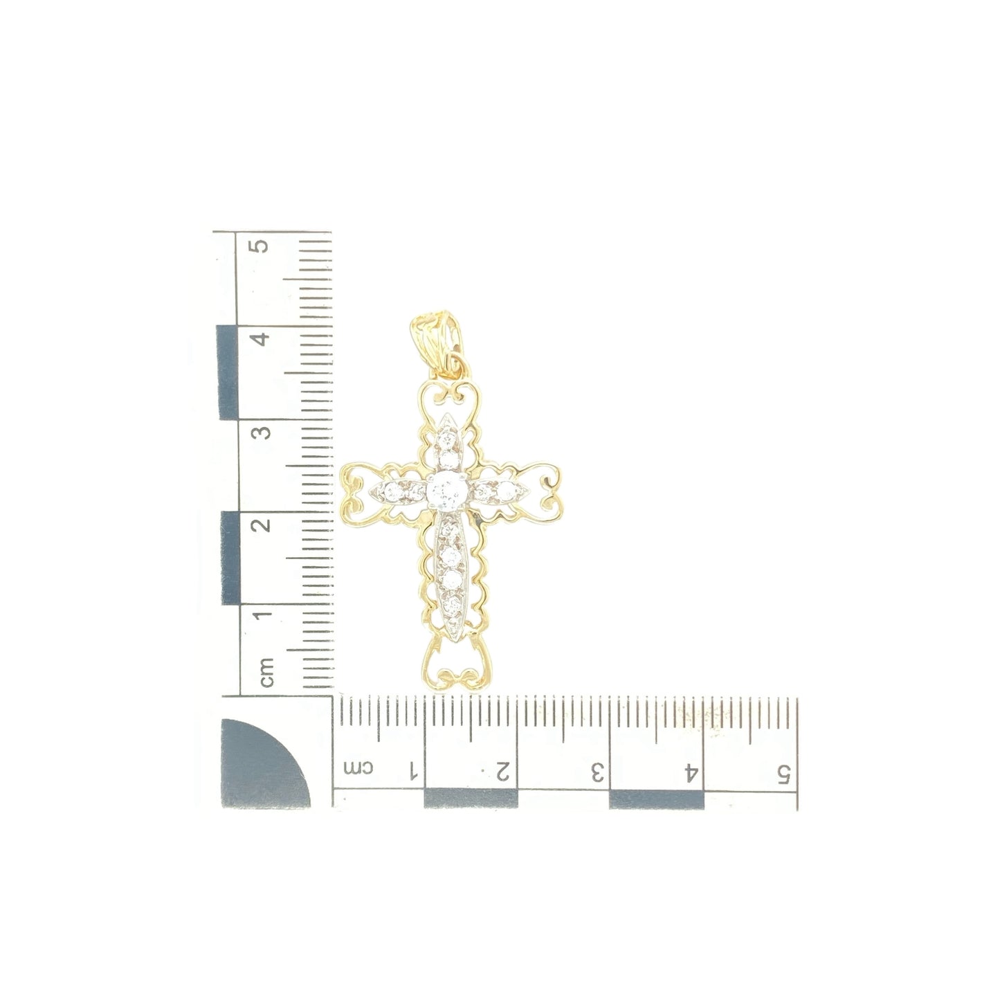 9ct Gold & Cubic Zirconia Set Fancy Cross Pendant