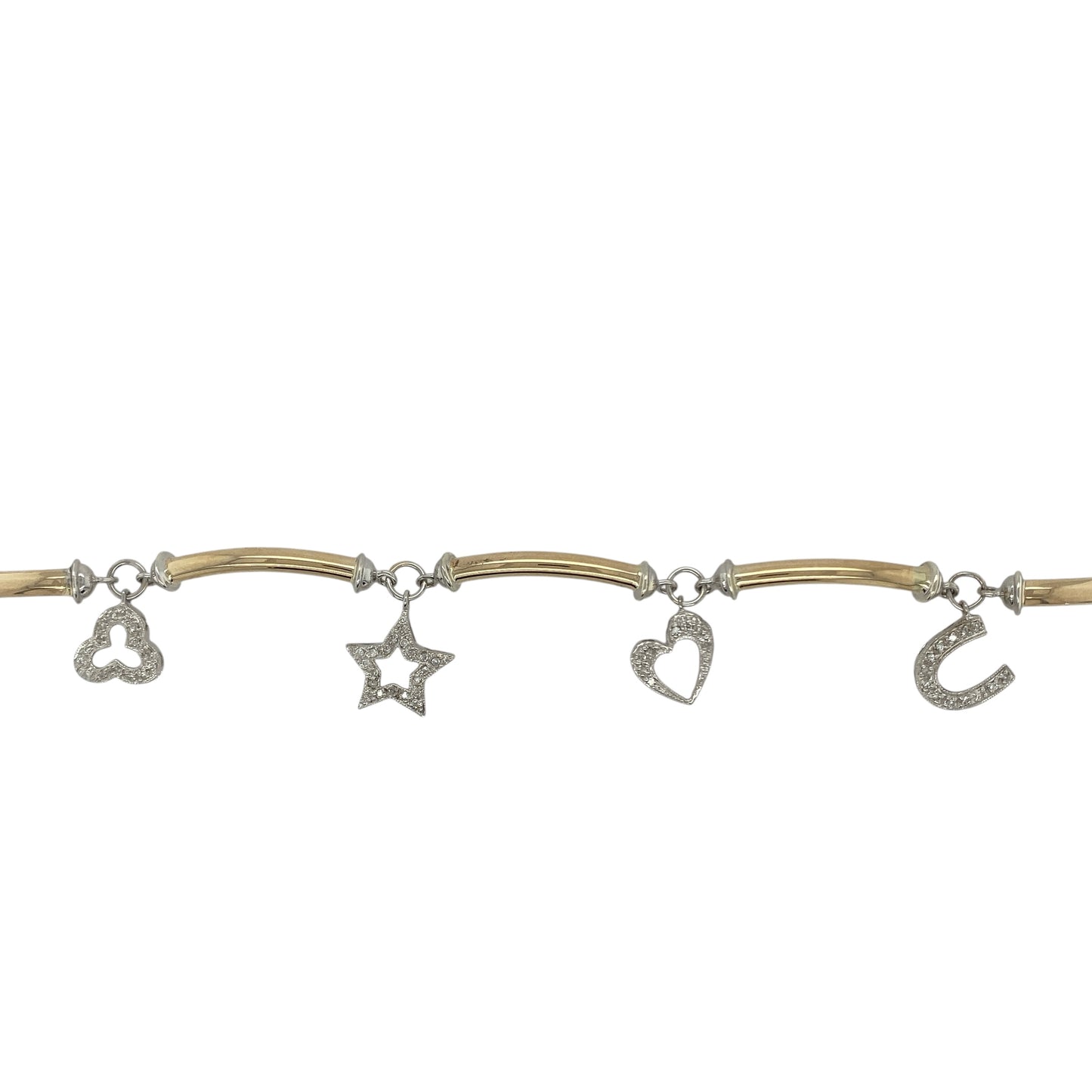 9ct Gold & Diamond Set 7" Charm Bracelet