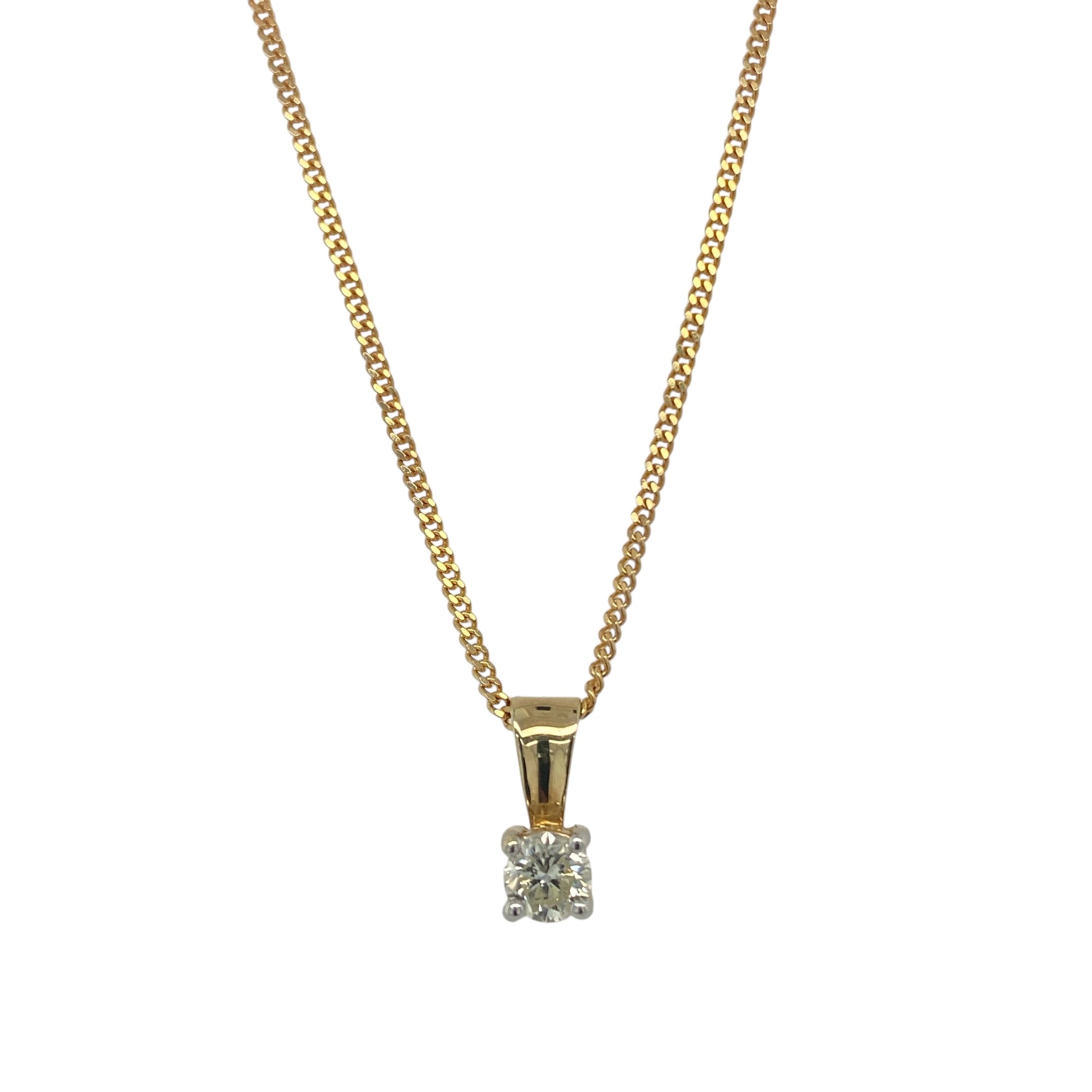 9ct Gold & Diamond Set Solitaire 16" Necklace
