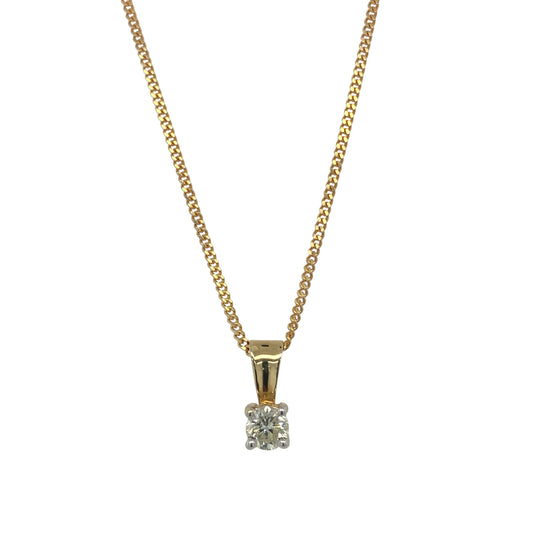 9ct Gold & Diamond Set Solitaire 16" Necklace
