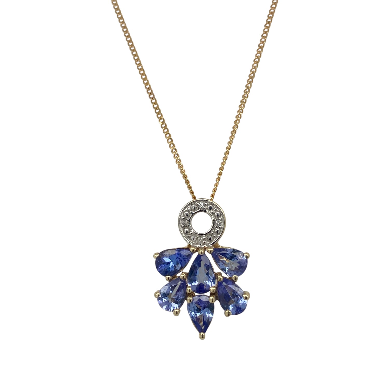 9ct Gold Diamond & Tanzanite Set 20" Necklace