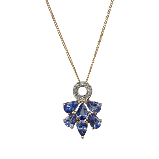 9ct Gold Diamond & Tanzanite Set 20" Necklace