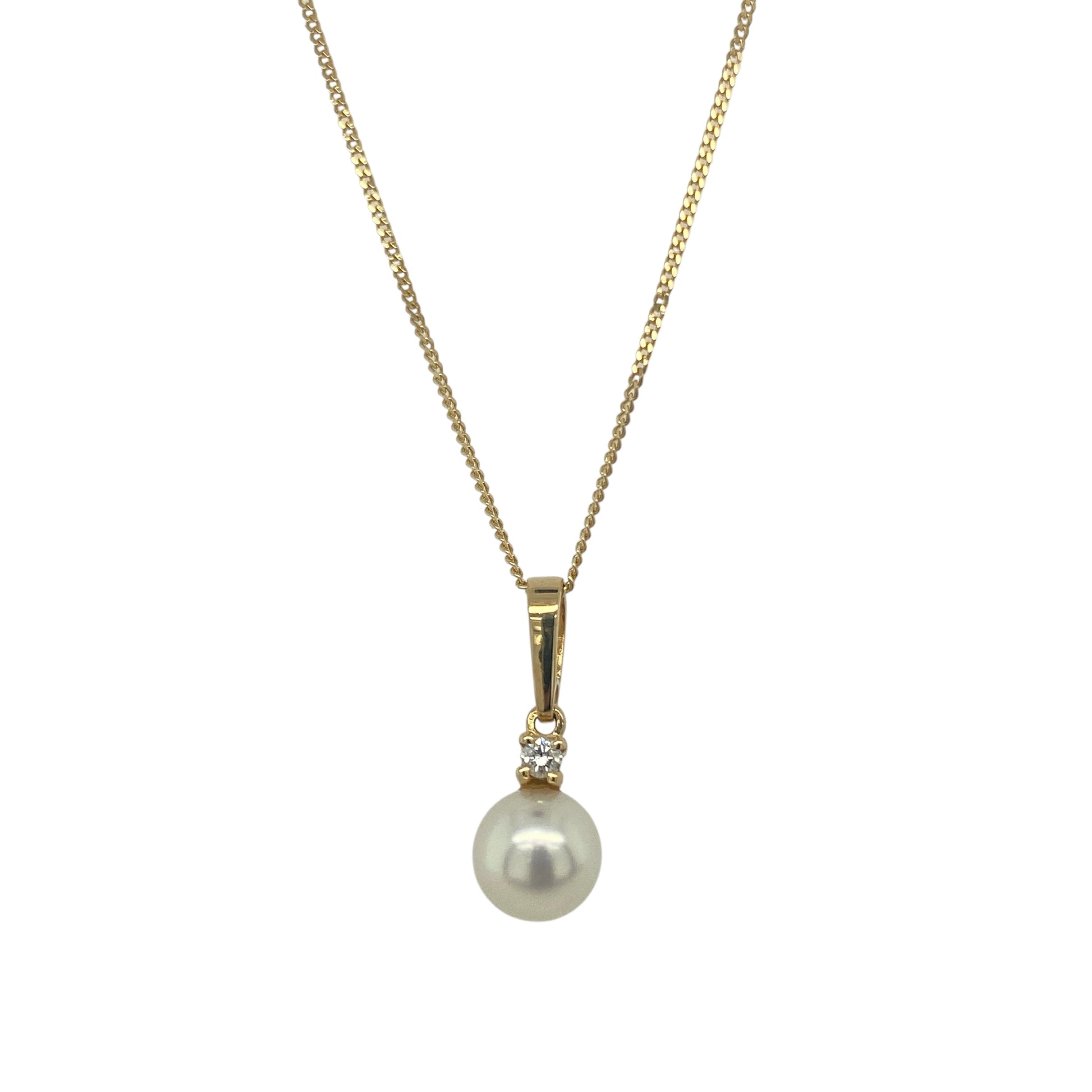 18ct Gold Diamond & Pearl Set 16" Necklace