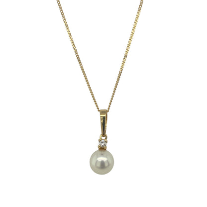 18ct Gold Diamond & Pearl Set 16" Necklace