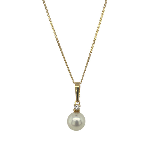 18ct Gold Diamond & Pearl Set 16" Necklace