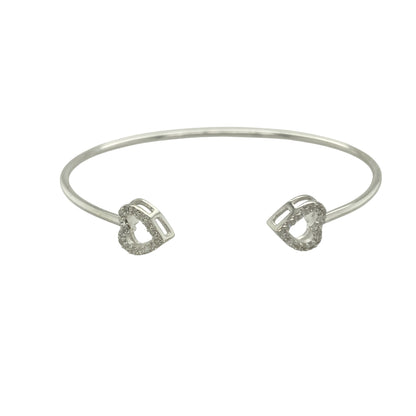 New 925 Silver & Cubic Zirconia Set Open Heart Maids Bangle
