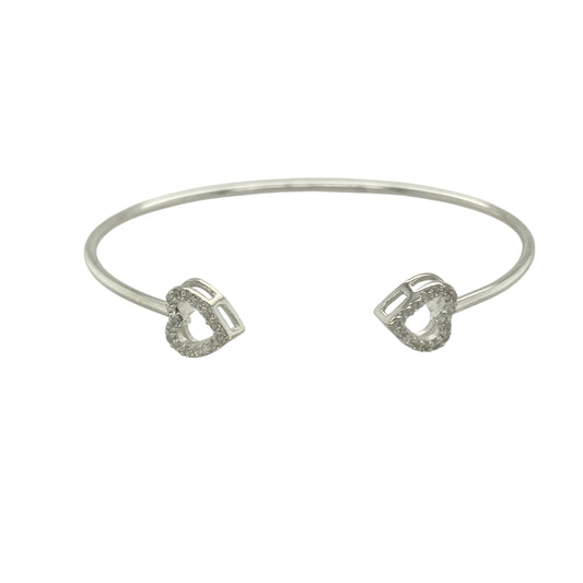 New 925 Silver & Cubic Zirconia Set Open Heart Maids Bangle