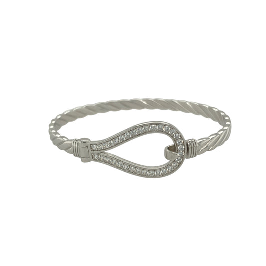 New 925 Silver & Cubic Zirconia Set Children's Horseshoe Bangle