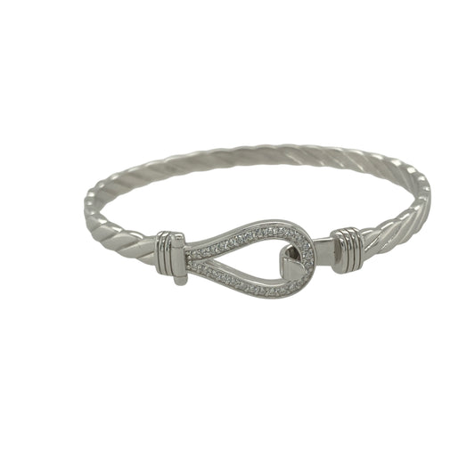 New 925 Silver & Cubic Zirconia Set Children's Horseshoe Bangle