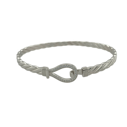 New 925 Silver & Cubic Zirconia Set Horseshoe Bangle