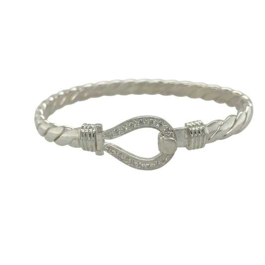 New 925 Silver & Cubic Zirconia Set Horseshoe Bangle