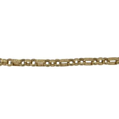 New Solid 925 Silver Heavily 9ct Gold Plated 8.5" Patterned Gypsy Link Bracelet