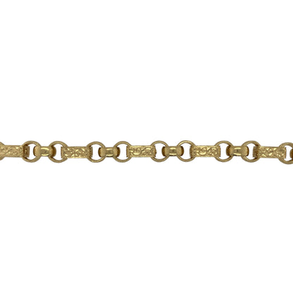 New Solid 925 Silver Heavily 9ct Gold Plated 8" Patterned Gypsy Link Bracelet