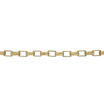 New Solid 925 Silver Heavily 9ct Gold Plated 8.5" Patterned Rectangle Link Bracelet