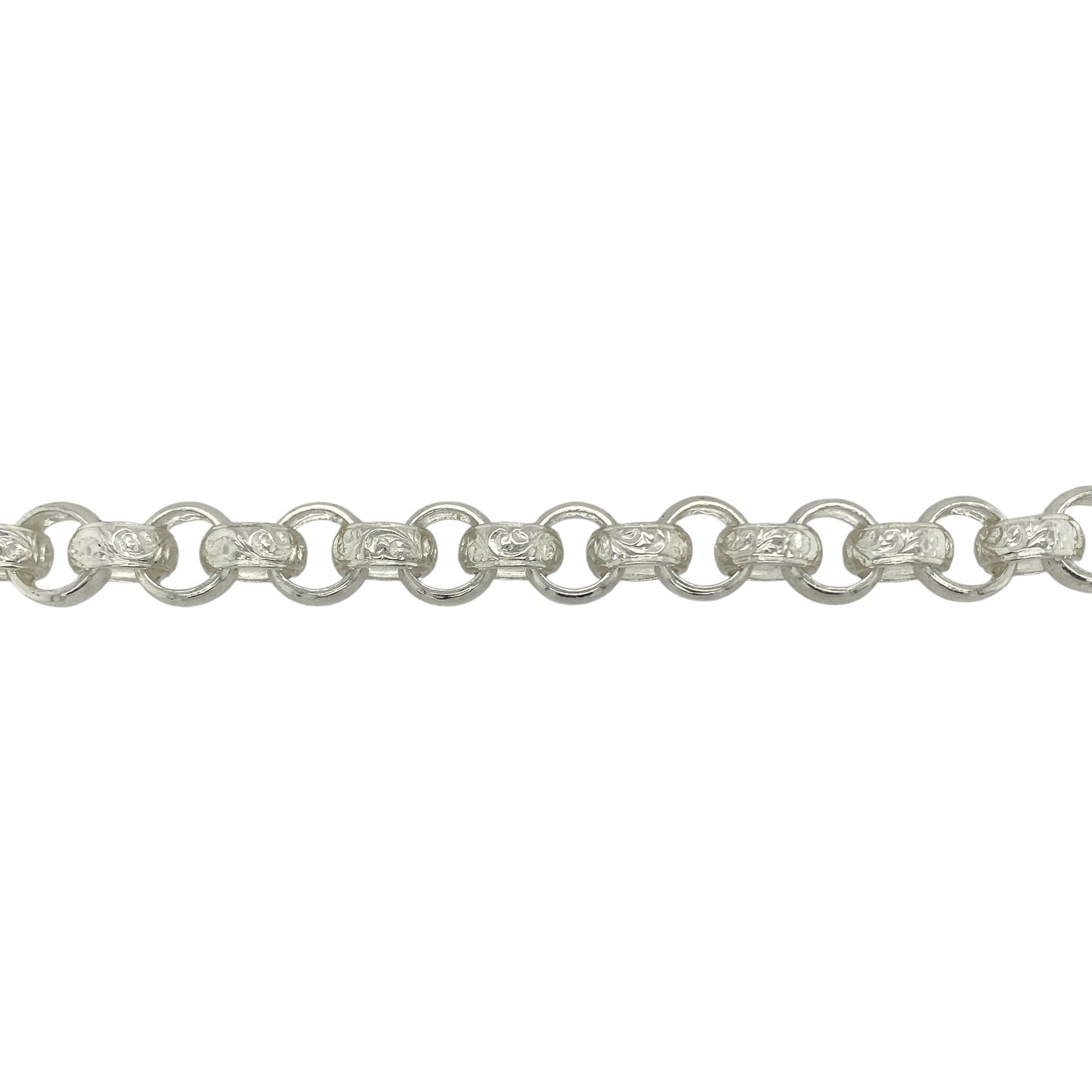 New 925 Solid Silver 9.5" Patterned Belcher Bracelet