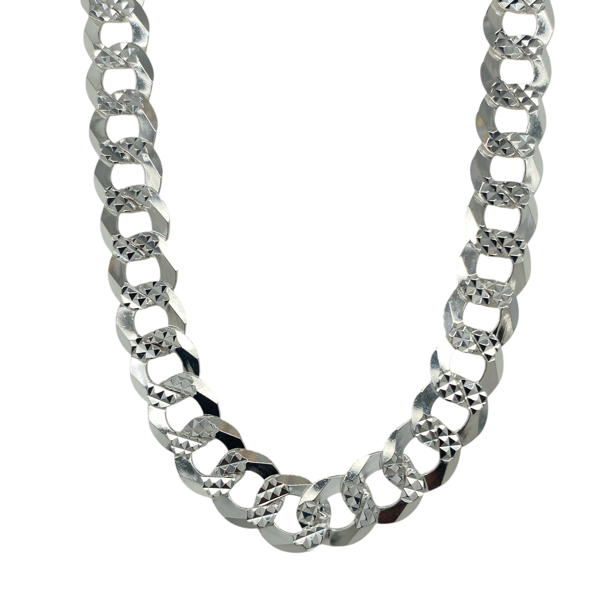 New 925 Silver 24" Diamond Cut Patterned Curb Chain