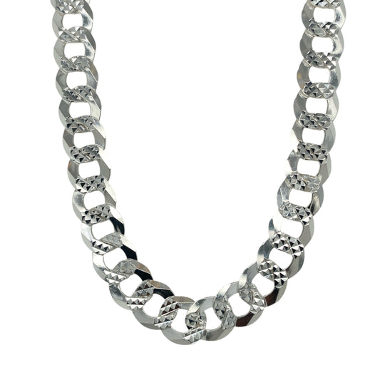 New 925 Silver 24" Diamond Cut Patterned Curb Chain