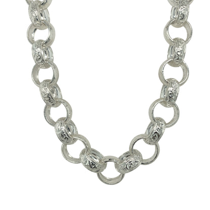 New 925 Silver 24" Patterned Belcher Chain