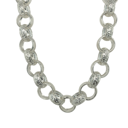 New 925 Silver 24" Patterned Belcher Chain