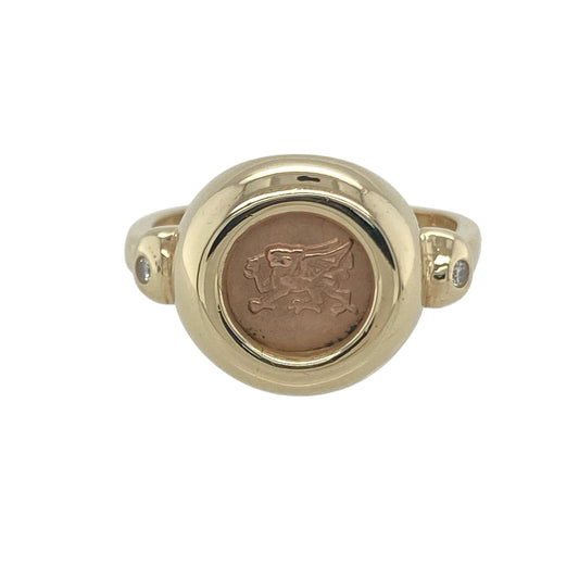 9ct Gold & Diamond Set Clogau Welsh Dragon Ring