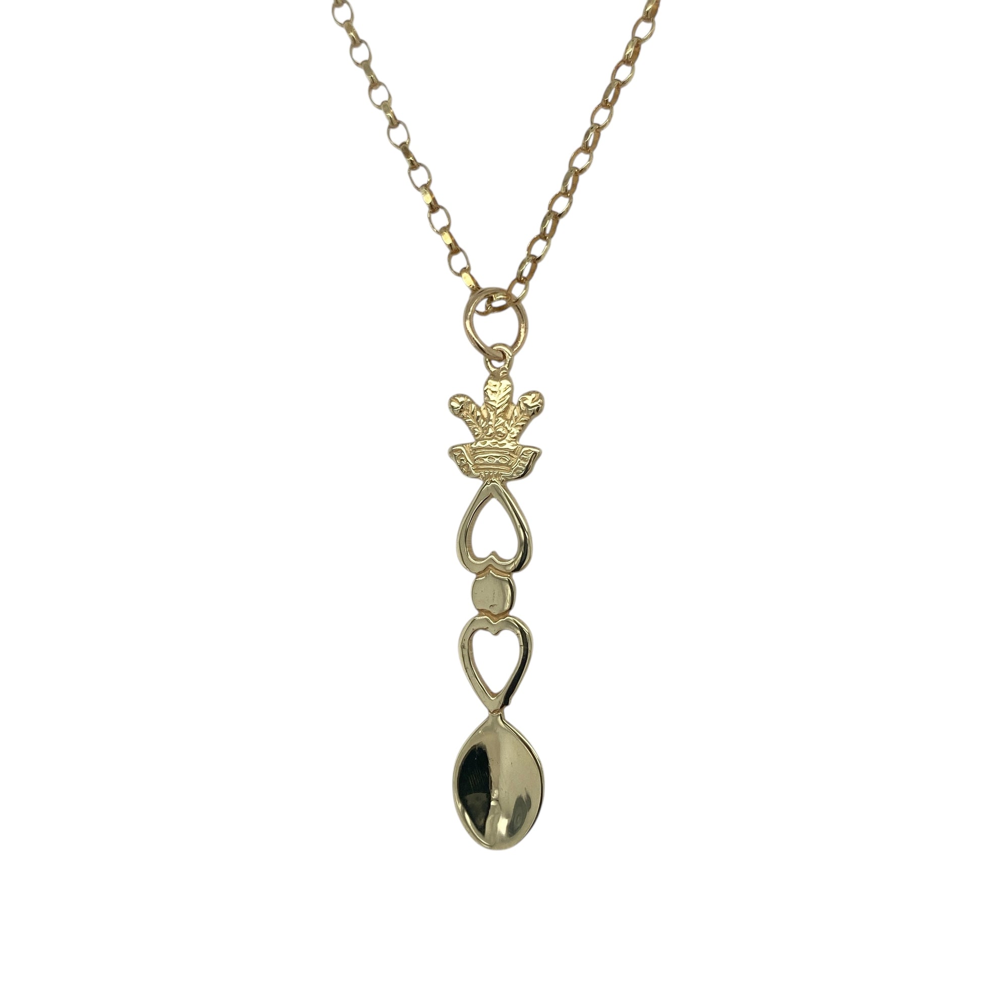 9ct Gold Welsh Three Feathers Lovespoon 20" Necklace
