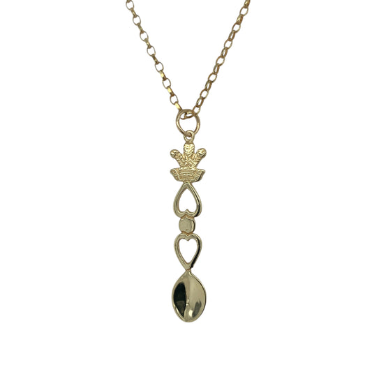 9ct Gold Welsh Three Feathers Lovespoon 20" Necklace
