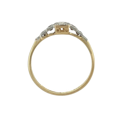 18ct Gold & Platinum Diamond Set Vintage Style Art Deco Ring