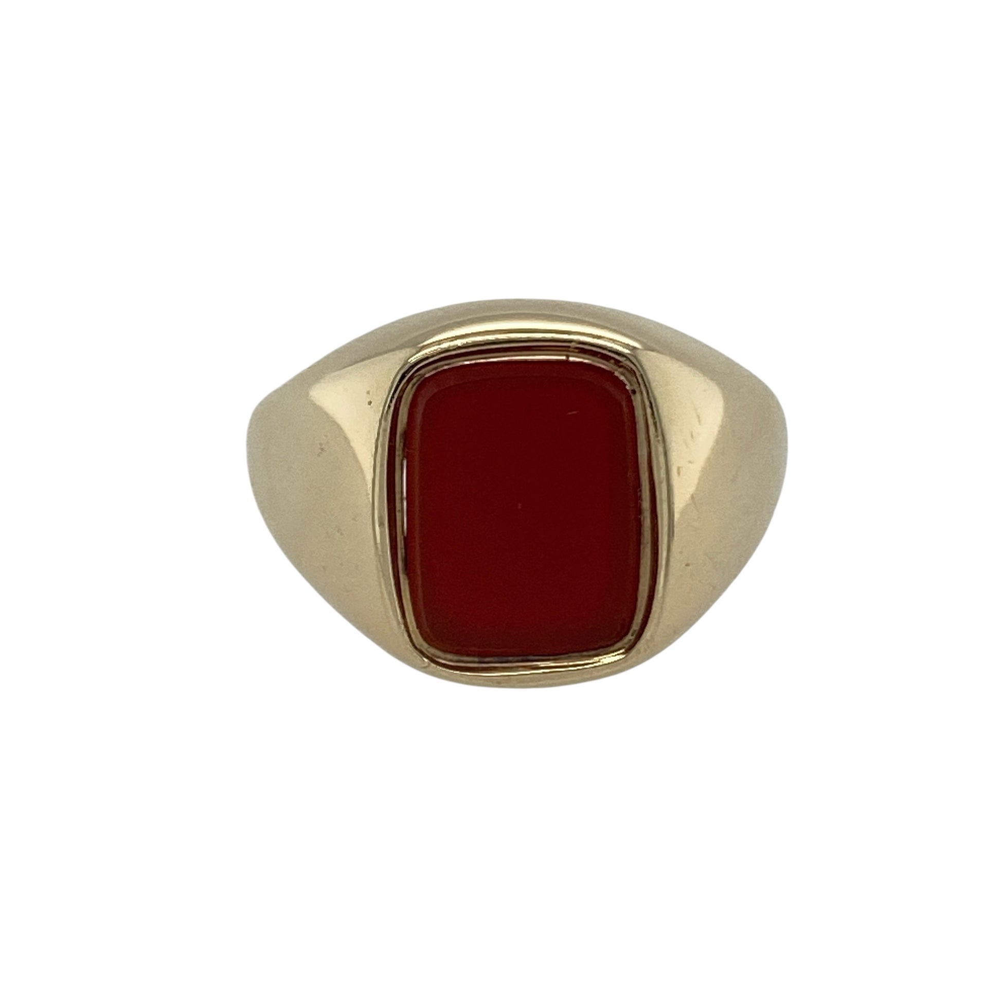 9ct Gold & Carnelian Set Rectangle Signet Ring
