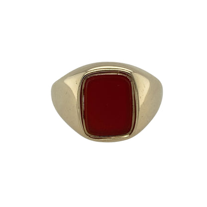9ct Gold & Carnelian Set Rectangle Signet Ring