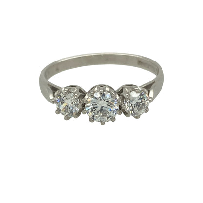 9ct White Gold & Cubic Zirconia Set Trilogy Ring