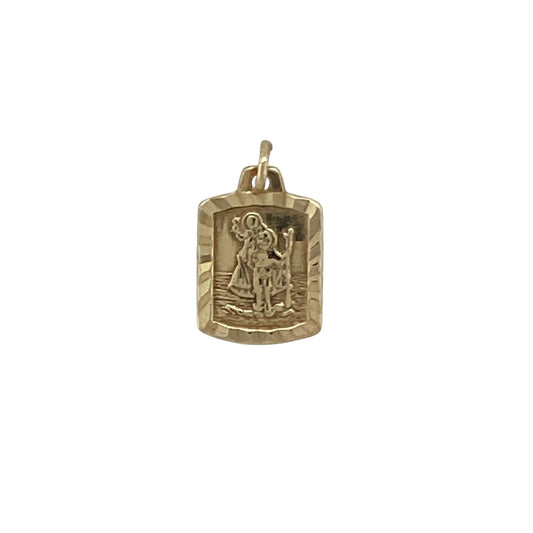 9ct Gold Small Rectangle St Christopher Pendant