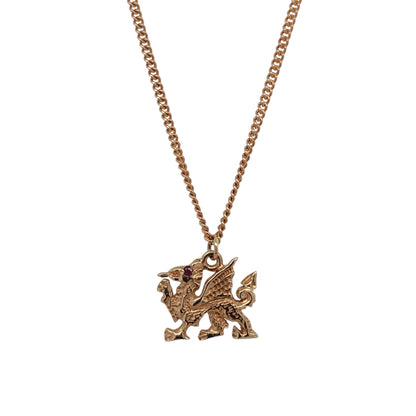 9ct Gold Welsh Dragon 18" Necklace