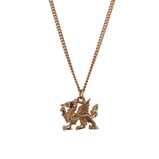9ct Gold Welsh Dragon 18" Necklace