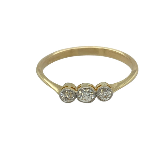 18ct Gold & Platinum Diamond Set Trilogy Ring
