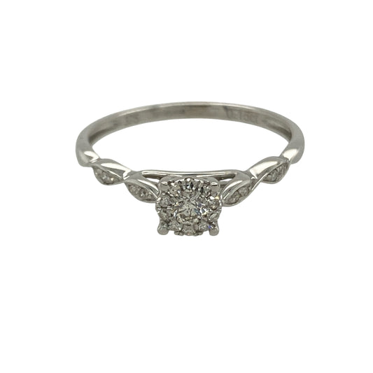 9ct White Gold & Diamond Illusion Set Solitaire Ring