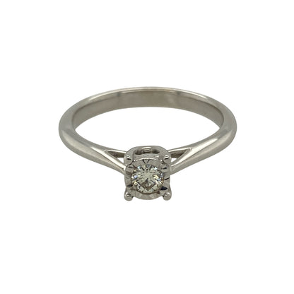 9ct White Gold & Diamond Illusion Set Solitaire Ring
