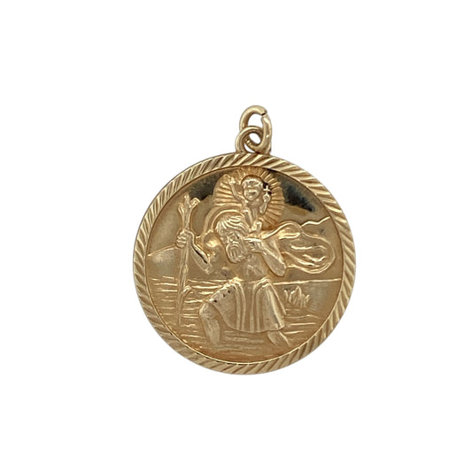 9ct Gold St Christopher Round Pendant