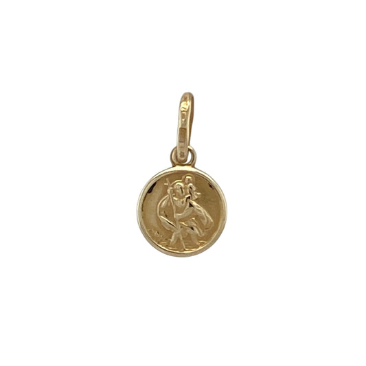 9ct Gold Small Round St Christopher Pendant