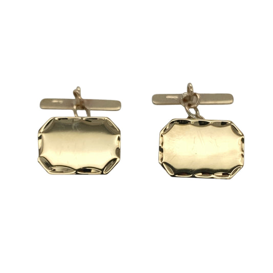 9ct Gold Diamond Cut Rectangle Cufflinks