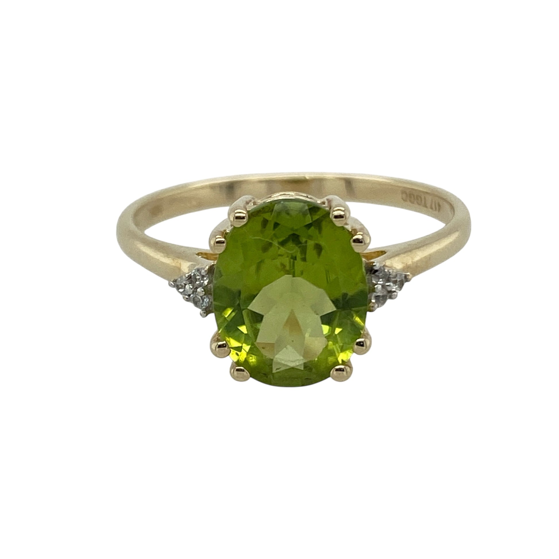 9ct Gold Diamond & Peridot Set Ring