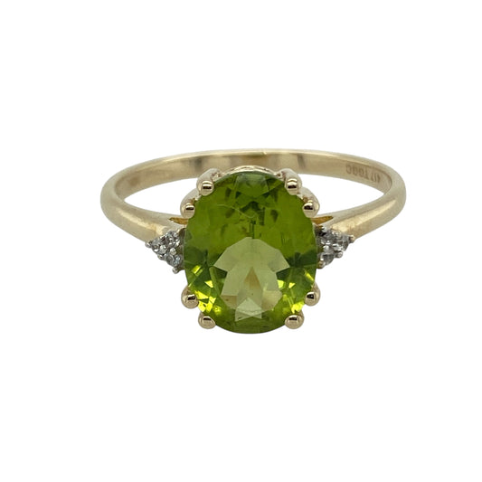 9ct Gold Diamond & Peridot Set Ring