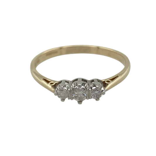 9ct Gold & Diamond Set Trilogy Ring